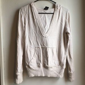 Vanity Cream Hooded Vneck Sweatshirt Size S